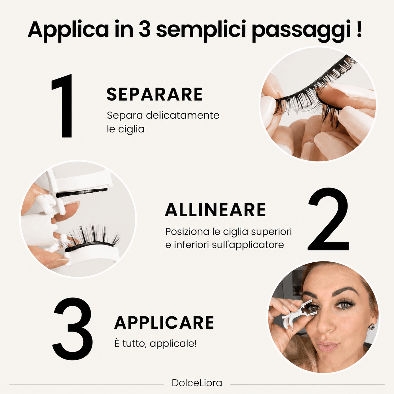 Ciglia finte magnetiche Dolceliora™ senza colla.