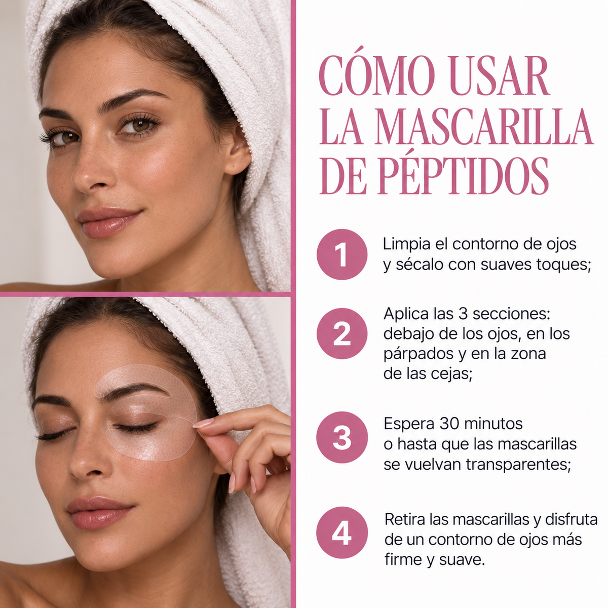 Mascarilla de colágeno y péptidos para el contorno de ojos
